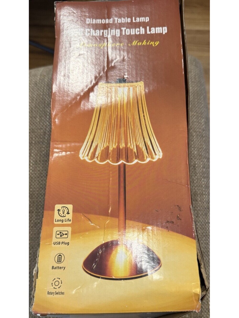 Cordless Rechargeable Table Lamp, Touch Dimming, 3 Color Modes